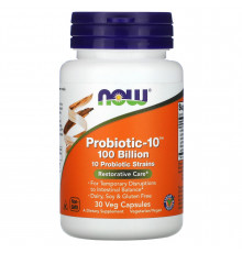 Пробиотики-10, Probiotic-10, Now Foods, 100 млрд, 30 растительных капсул
