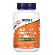 Пробиотики, Acidophilus & Bifiduss, NOW Foods, 8 млрд КОЕ, 120 вегетарианских капсул