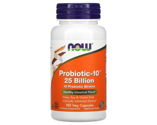 Пробиотики-10, Probiotic-10, Now Foods, 25 млрд, 100 растительных капсул