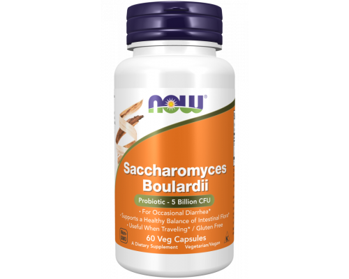 Сахаромицеты Буларди, Saccharomyces Boulardii, Now Foods, 5 млрд. КОЕ, 60 вегетарианских капсул