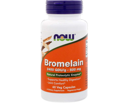 Бромелайн, Bromelain, Now Foods, 500 мг, 60 вегетарианских капсул