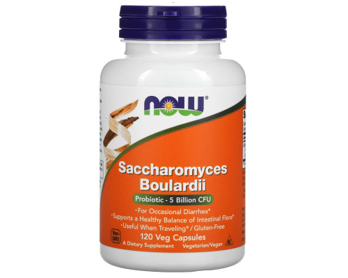 Сахаромицеты Буларди, Saccharomyces Boulardii, Now Foods, 5 млрд. КОЕ, 120 вегетарианских капсул