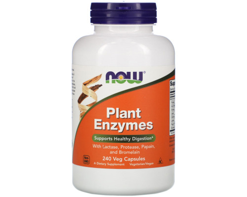 Энзимы (Plant Enzymes), Now Foods, ферменты, 240 вегетарианских капсул