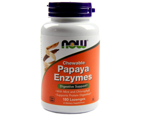 Пищеварительные ферменты папайи, Papaya Enzymes, Now Foods, 180 леденцов