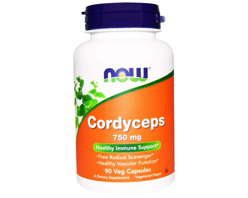Кордицепс, Cordyceps, Now Foods, 750 мг, 90 вегетарианских капсул