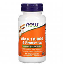Алоэ вера 10000 и пробиотики, Aloe & Probiotics, Now Foods, 60 вегетарианских капсул