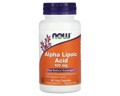 Альфа-липоевая кислота, Alpha Lipoic Acid, Now Foods, 100 мг, 60 капcул
