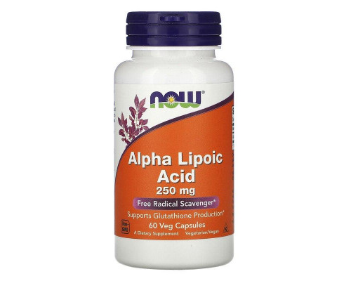 Альфа-липоевая кислота, Alpha Lipoic Acid, Now Foods, 250 мг, 60 капсул