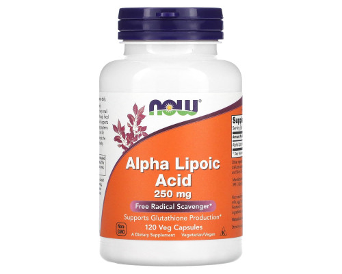 Альфа-липоевая кислота, Alpha Lipoic Acid, Now Foods, 250 мг, 120 вегетарианских капсул