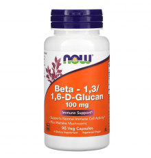 Бета глюкан, Beta-1,3/1,6-D-Glucan, Now Foods, 100 мг, 90 вегетарианских капсул