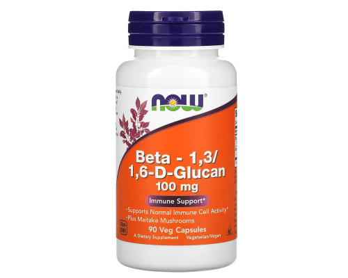 Бета глюкан, Beta-1,3/1,6-D-Glucan, Now Foods, 100 мг, 90 вегетарианских капсул