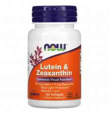 Лютеин и зеаксантин, Lutein & Zeaxanthin, NOW Foods, 60 гелевых капсул