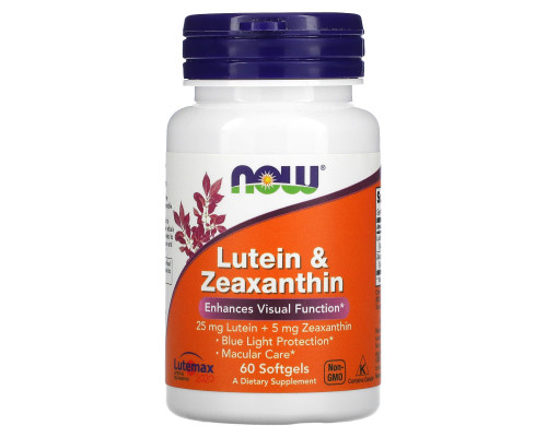 Лютеин и зеаксантин, Lutein & Zeaxanthin, NOW Foods, 60 гелевых капсул