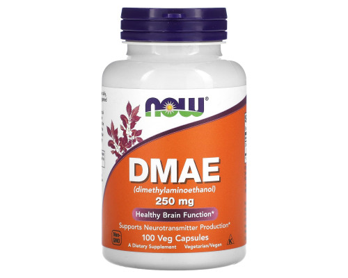 DMAE (Диметиламиноэтанол), Now Foods,  250 мг, 100 вегетарианских капсул