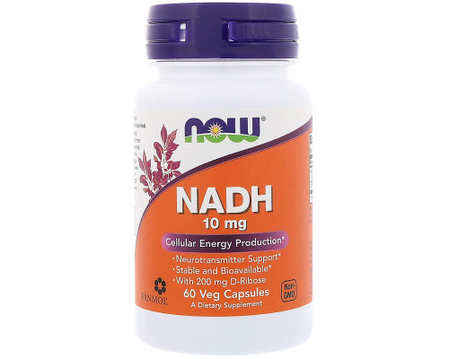 Никотинамидадениндинуклеотид, NADH, Now Foods, 10 мг, 60 вегетарианских капсул
