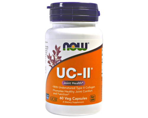 Коллаген типа II, Collagen, Now Foods, для здоровья суставов, неденатурированный, 60 вегетарианских капсул