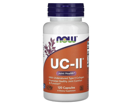 Коллаген 2 типа, UC-II, Type II Collagen, Now Foods, для здоровья суставов, неденатурированный, 120 вегетарианских капсул