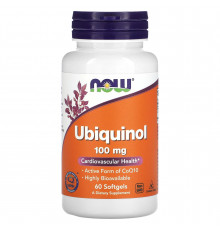 Убихинол, Ubiquinol, Now Foods, 100 мг, 60 гелевых капсул