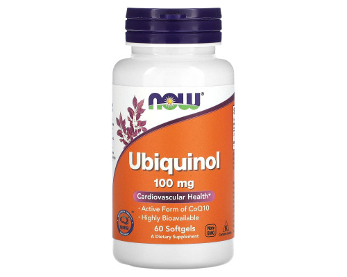 Убихинол, Ubiquinol, Now Foods, 100 мг, 60 гелевых капсул