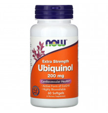 Убихинол, Ubiquinol, Now Foods, экстра сила, 200 мг, 60 гелевых капсул