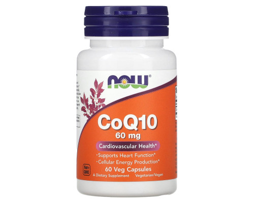 Коэнзим Q10, CoQ10, Now Foods, 60 мг, 60 вегетарианских капсул