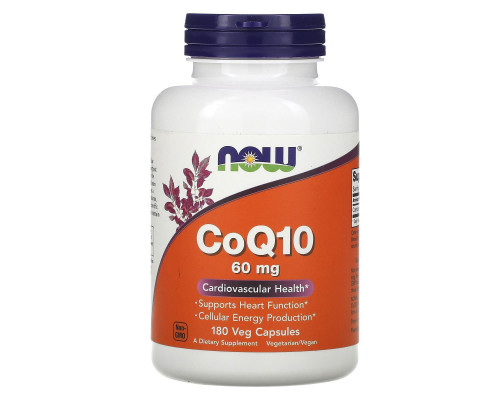 Коэнзим Q10, CoQ10, Now Foods, 60 мг, 180 вегетарианских капсул