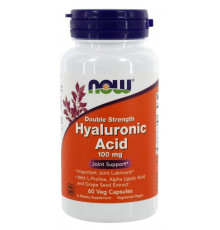 Гиалуроновая кислота, Hyaluronic Acid, Now Foods, двойная сила, 100 мг, 60 вегетарианских капсул