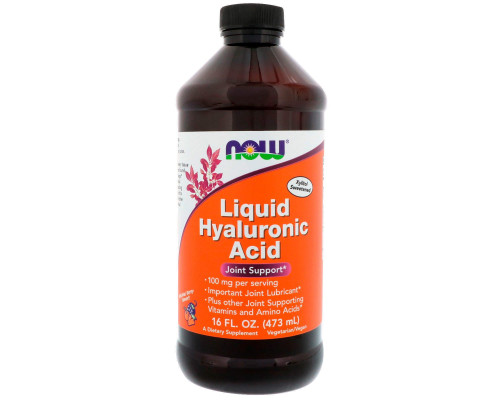 Гиалуроновая кислота жидкая, Hyaluronic Acid, Now Foods, ягодный вкус, 100 мг, 473 мл.