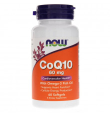 Коэнзим Q10 с рыбьим жиром Омега-3, CoQ10 with Omega-3 Fish Oil, Now Foods, 60 мг, 60 гелевых капсул