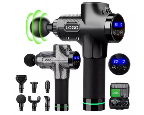 Перкусійний ударний масажер Rlaxyoo S3 Massage Gun  (12 насадок) 30 режимів (Карбон)