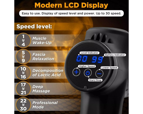 Перкусійний ударний масажер Rlaxyoo S3 Massage Gun  (12 насадок) 30 режимів (Карбон)