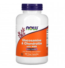 Глюкозамин и хондроитин с MСM, Glucosamine & Chondroitin with MSM, NOW Foods, 180 растительных капсул