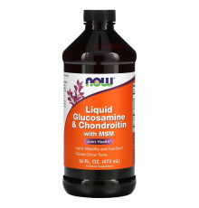 Глюкозамин и хондроитин с МСМ, Glucosamine & Chondroitin with MSM, Now Foods, со вкусом цитруса, жидкий, 473 мл