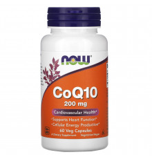 Коэнзим Q10, CoQ10, Now Foods, 200 мг, 60 вегетарианских капсул