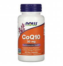 Коэнзим Q10, CoQ10, Now Foods, 30 мг, 60 вегетарианских капсул