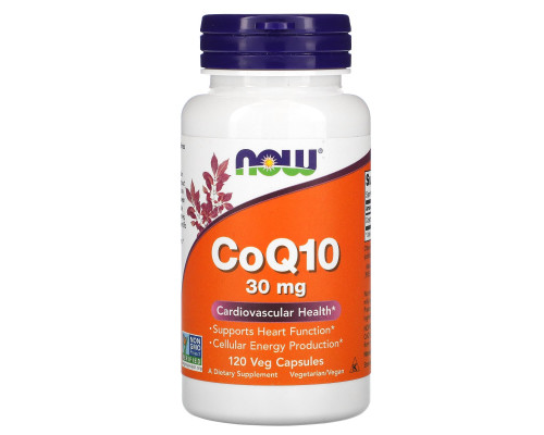 Коэнзим Q10, CoQ10, Now Foods, 30 мг, 120 вегетарианских капсул