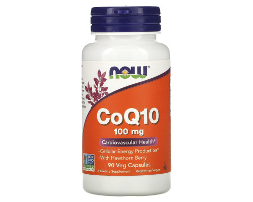 Коэнзим Q10 (CoQ10), Now Foods, с ягодами боярышника, 100 мг, 90 капсул