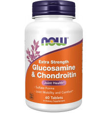 Глюкозамин и хондроитин, Glucosamine & Chondroitin, Now Foods, экстра сила, 60 таблеток