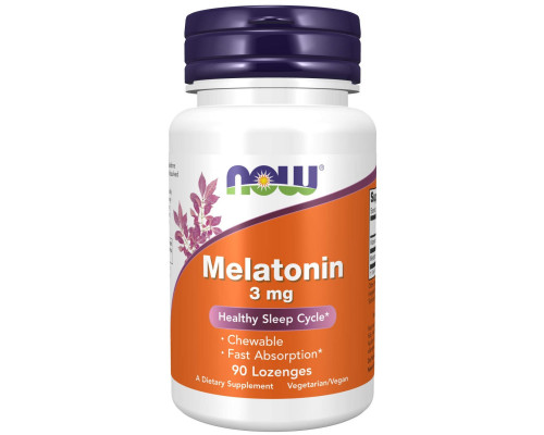 Мелатонин, Melatonin, Now Foods, 3 мг, 90 леденцов