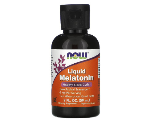 Мелатонин, Melatonin, Now Foods, 3 мг, жидкий, 59 мл