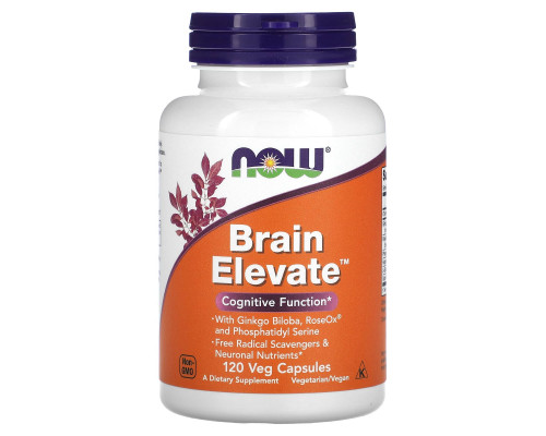 Витамины для памяти, Brain Elevate, Now Foods, 120 вегетарианских капсул