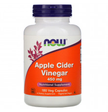 Яблочный уксус сидровый, Apple Cider Vinegar, Now Foods, 450 мг, 180 капсул