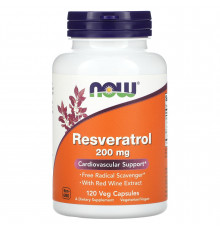 Ресвератрол, Resveratrol, Now Foods, 200 мг, 120 вегетарианских капсул