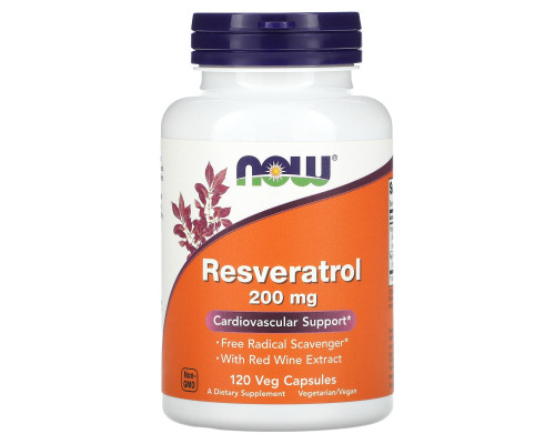 Ресвератрол, Resveratrol, Now Foods, 200 мг, 120 вегетарианских капсул
