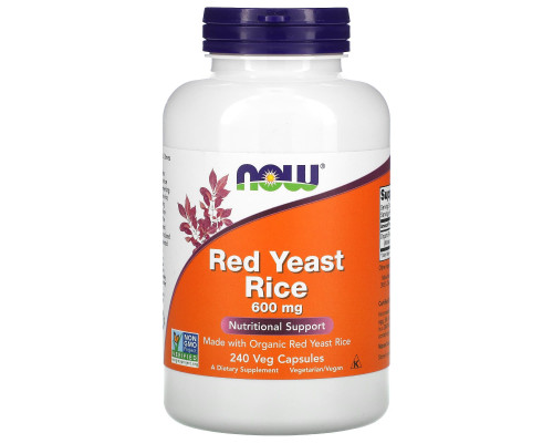 Красный дрожжевой рис, Red Yeast Rice, Now Foods, 600 мг, 240 вегетарианских капсул