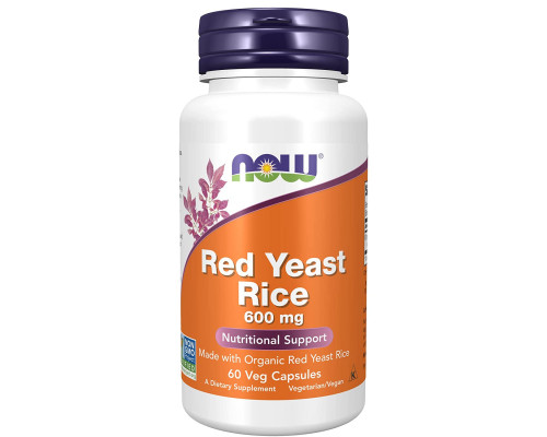 Красный дрожжевой рис, Red Yeast Rice, Now Foods, 600 мг, 60 вегетарианских капсул