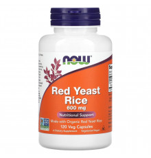 Красный дрожжевой рис, Red Yeast Rice, NOW Foods, 1200 мг, 120 вегетарианских капсул (600 мг в капсуле)