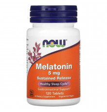 Мелатонин, Melatonin, Now Foods, 5 мг, 120 таблеток