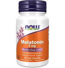 Мелатонин, Melatonin, Now Foods, 5 мг, 60 вегетарианских капсул