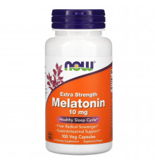 Мелатонин, Melatonin, NOW Foods, дополнительная сила, 10 мг, 100 вегетарианских капсул